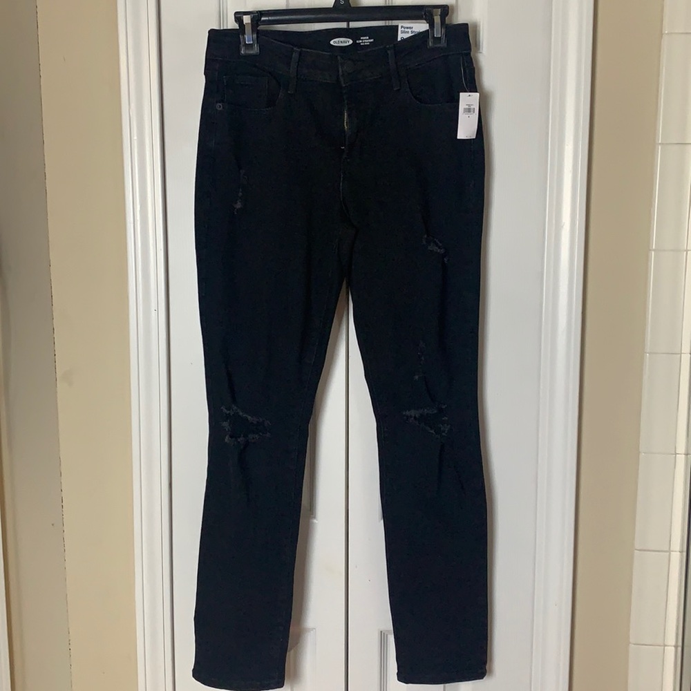 Old Navy Power Slim Straight Mid-rise blk sz 6